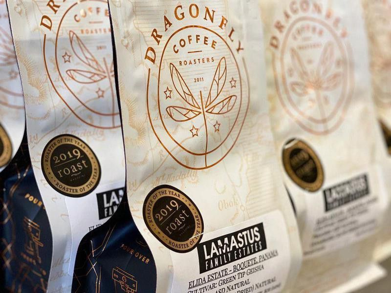 Close up of coffee bags