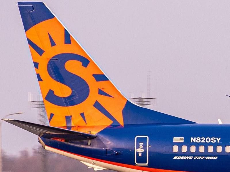Closeup of Sun Country Airlines logo