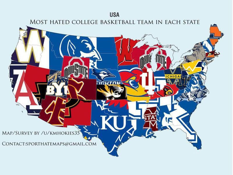 College basketball hate map