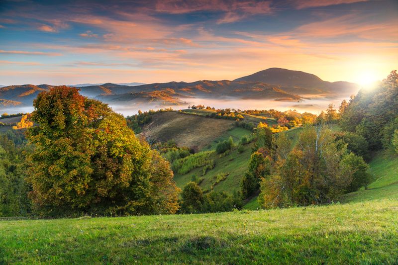 Colorful autumn landscape in Romania,Europe