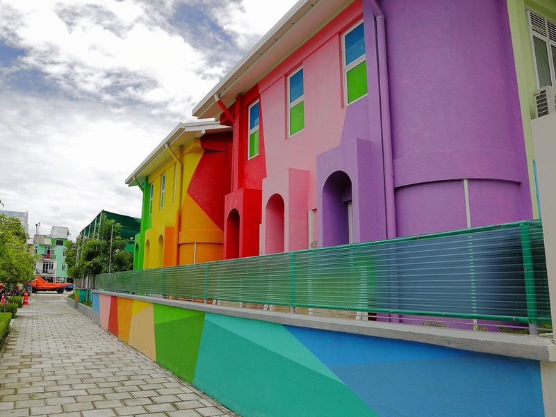 Colorful houses in Hulhumale, Maldives