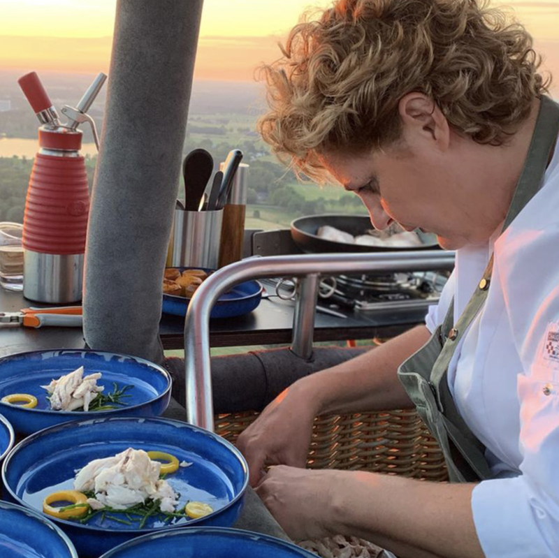Cooking in a hot air balloon
