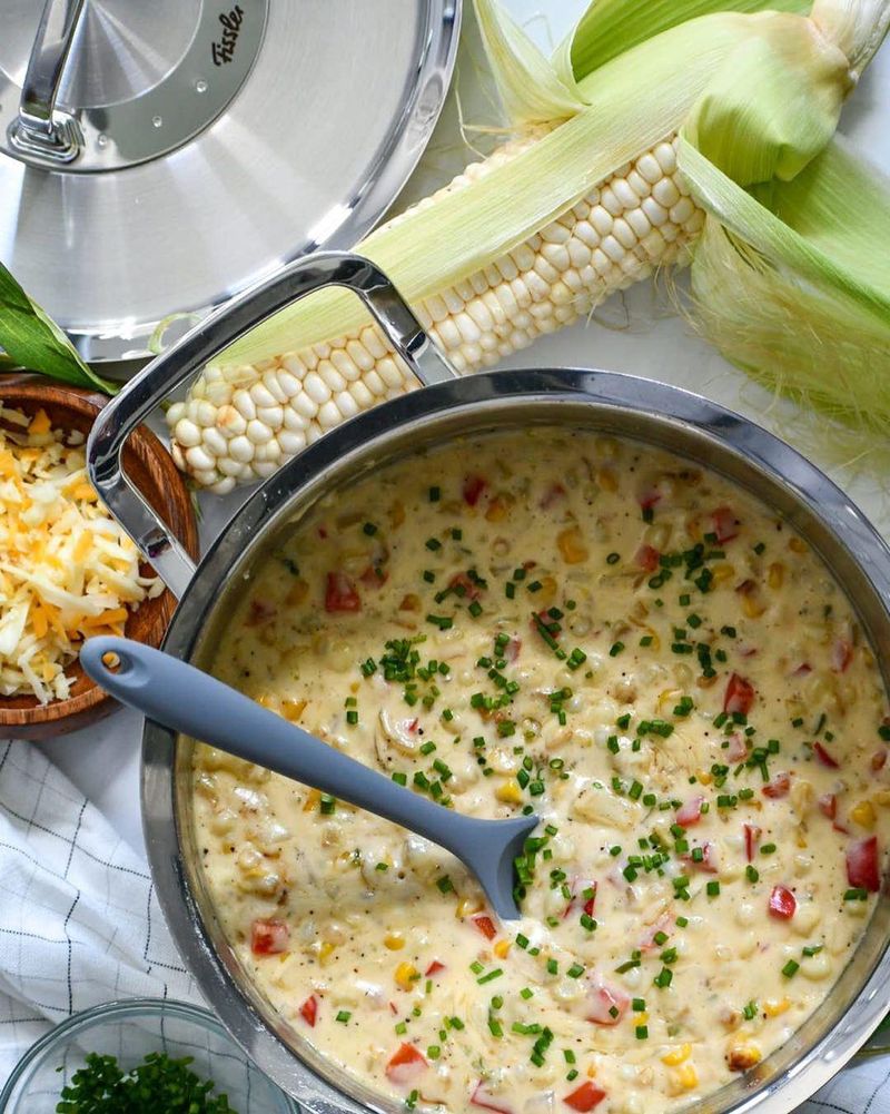 Creamed corn in a pot