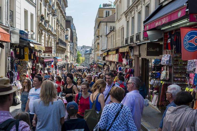 Crowded street in Paris
