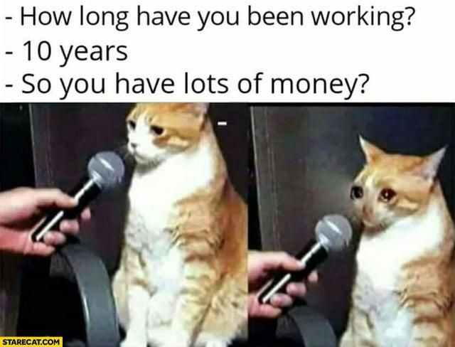 Crying cat doesn't have any money