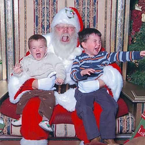 Crying kids on Santa's lap