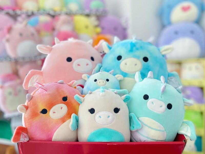Cute bucket of plush animals