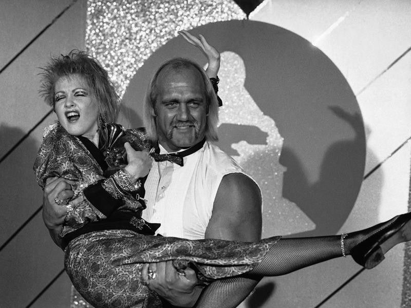 Cyndi Lauper with Hulk Hogan in 1985