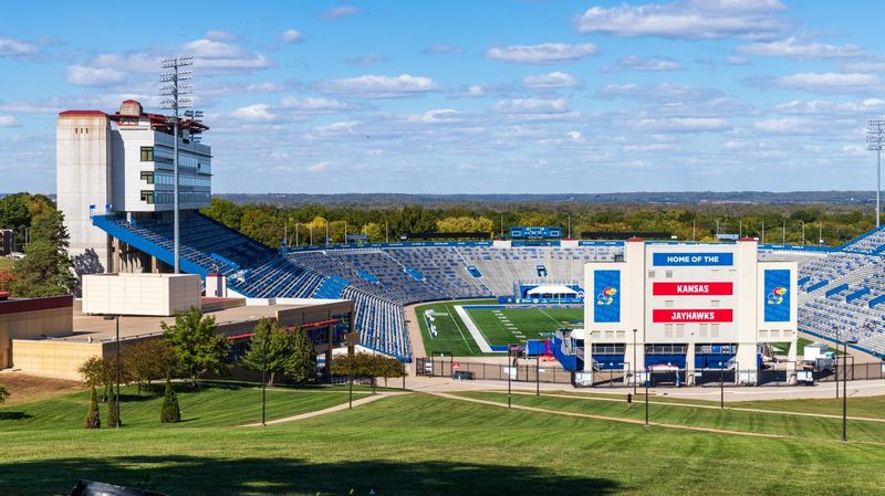David Booth Kansas Memorial Stadium located on the campus of the University of Kansas, located in Lawrence, KS.