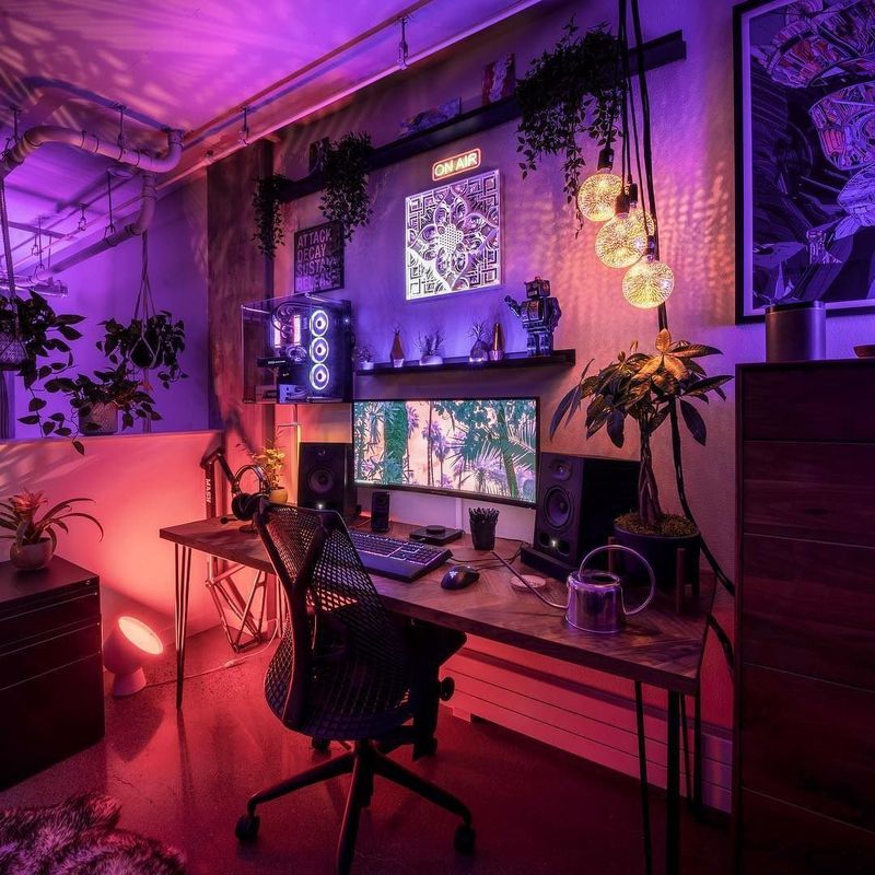 Desk with plants