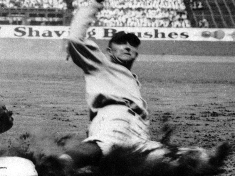 Detroit Tigers Hall of Famer Ty Cobb sliding