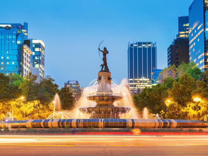 Diana the Huntress Fountain in Downtown Mexico City