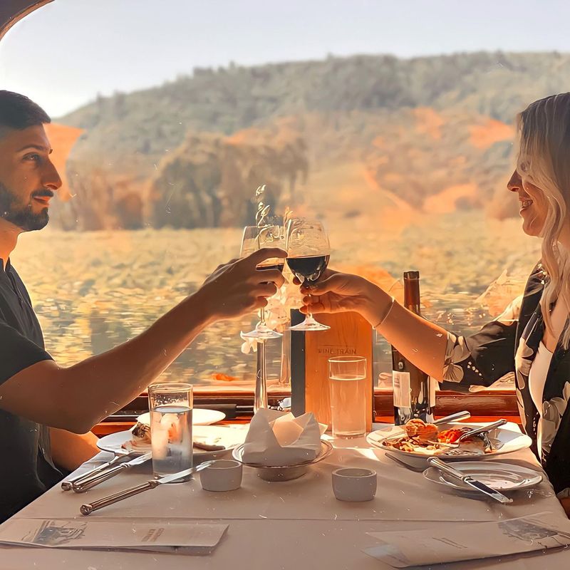 Dining on a train in Napa Valley