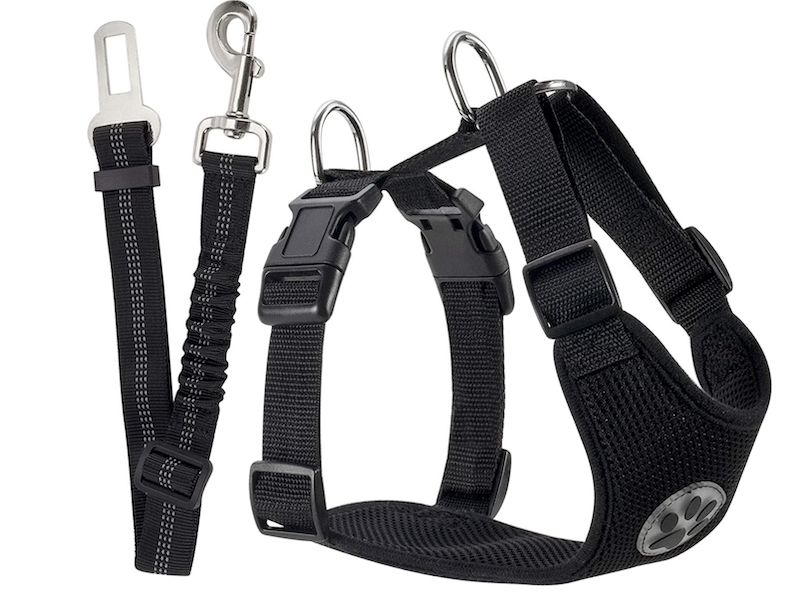 Dog safety harness with seat belt for car