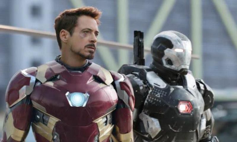 Don Cheadle and Robert Downey Jr. in Captain America: Civil War