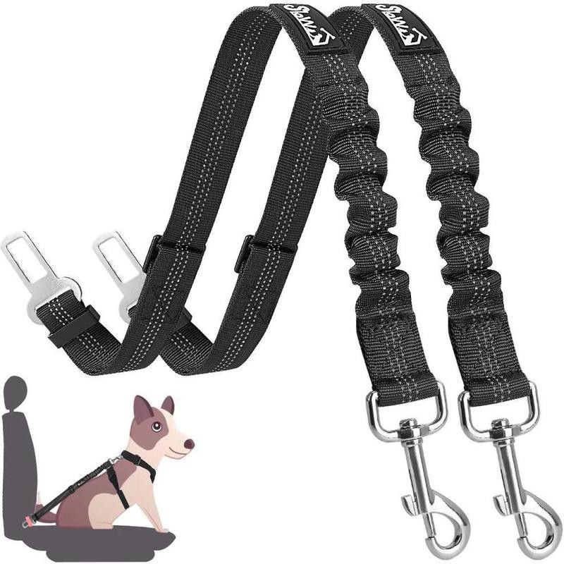 Dual pack of black seat belts for dog car harness