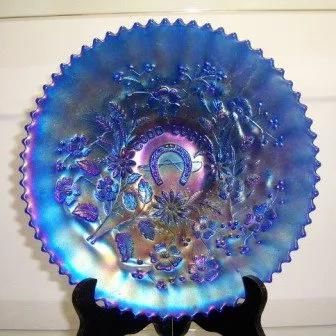 Early Blue Carnival Glass Dish