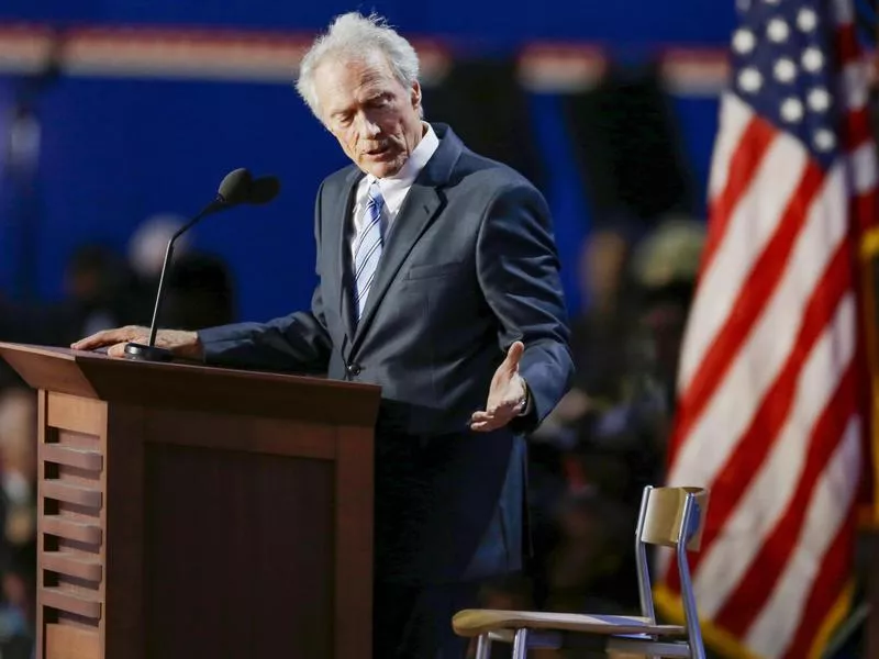 Clint Eastwood speaks to an empty chair while addressing delegates during the Republican National Convention in 2012.