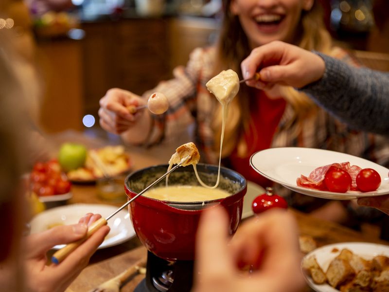 Eating fondue in a group