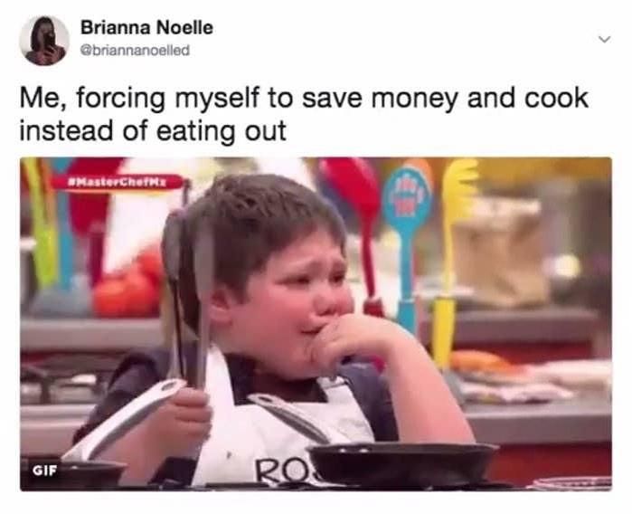 Eating out vs. saving money and cooking meme