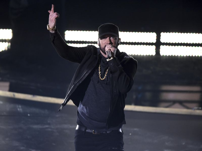Eminem performing at the 2020 Academy Awards