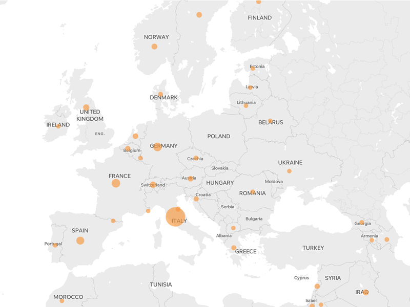 European Map of Coronavirus Cases