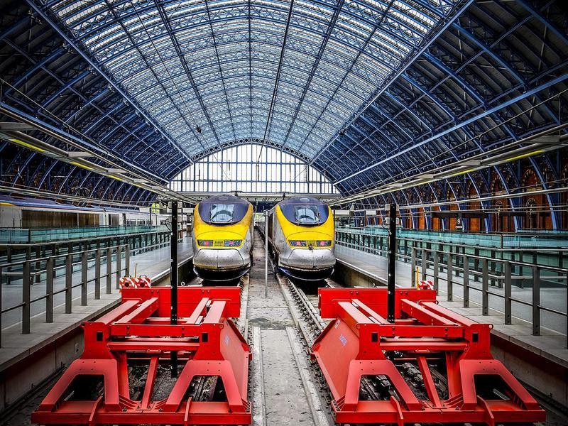 Eurostar trains at St. Pancras Station in London