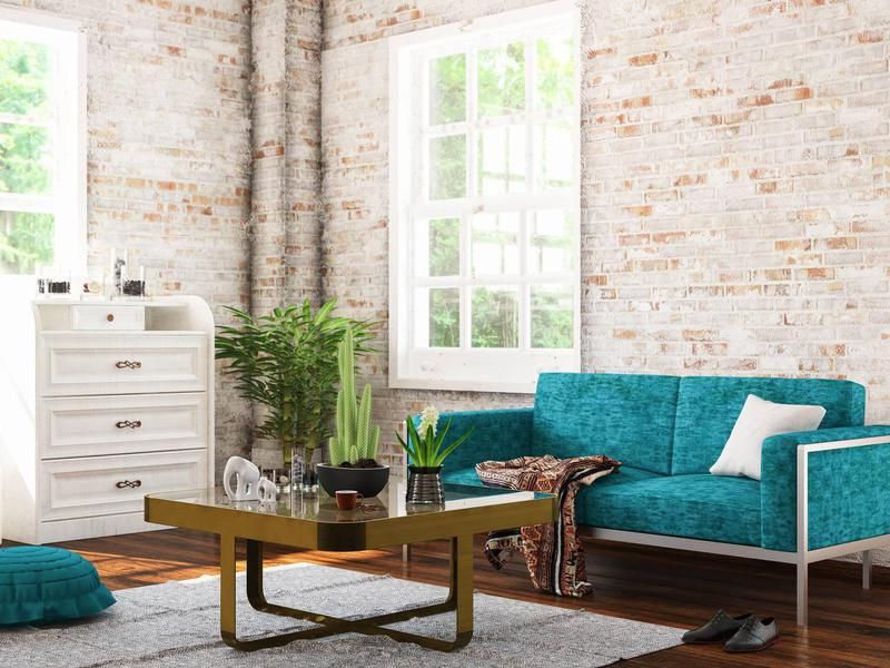 Exposed brick living rooms can be appealing to home buyers
