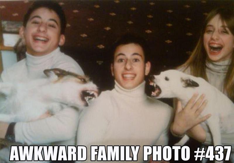 Family photo with dogs
