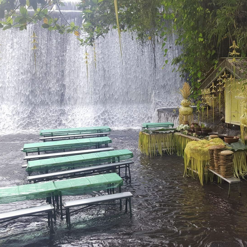 Filipino restaurant by a waterfall