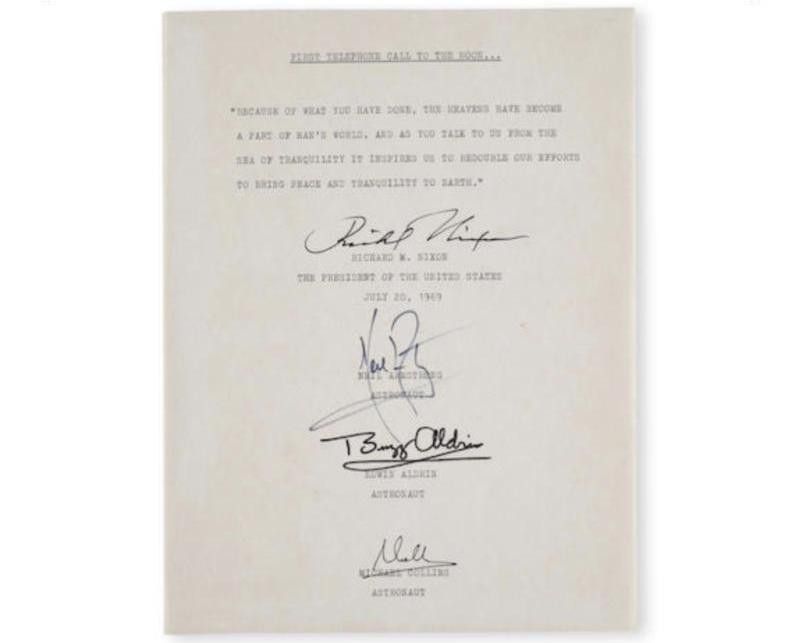 'First Telephone Phone Call To The Moon,' Autographed Transcript
