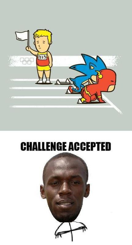 Flash vs. Sonic vs. Usain Bolt Olympics meme
