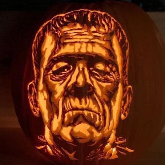 Frankenstein jack-o'-lantern face