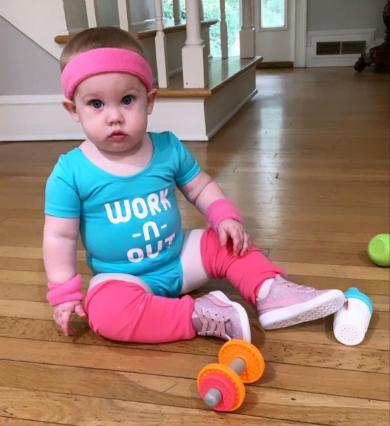 Funny baby workout costume