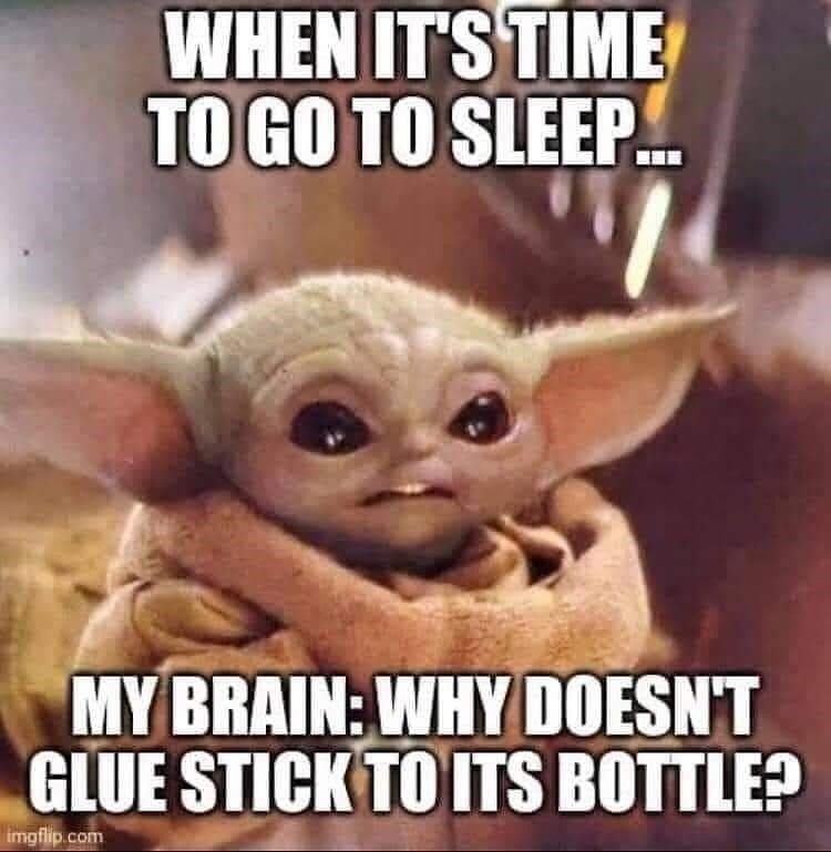 Funny Baby Yoda meme about glue
