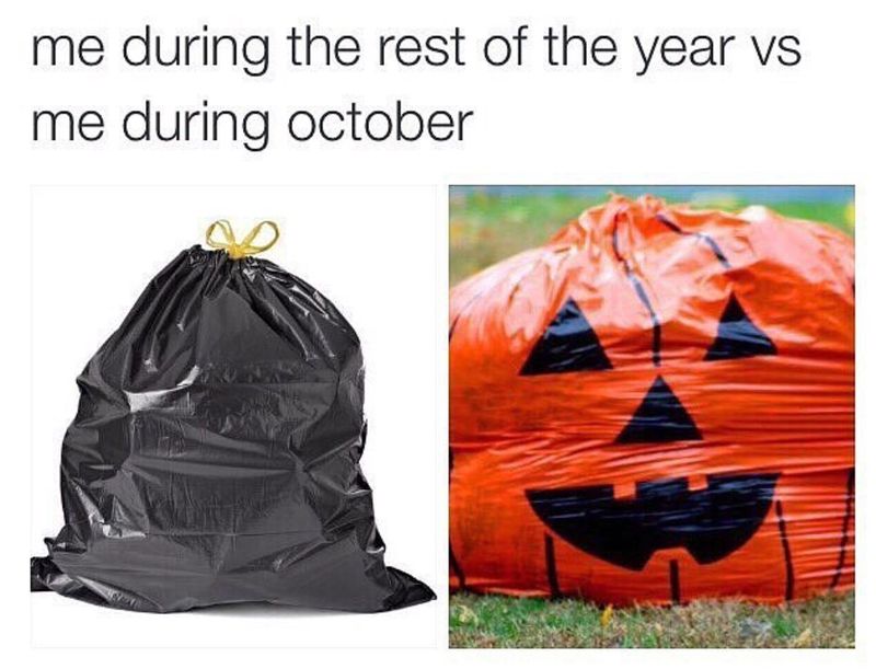 Funny Halloween trash bag meme