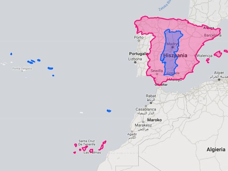 Funny map of Spain and Portugal size