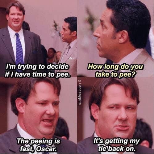 Funny peeing meme from The Office