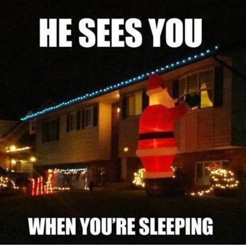 Funny Santa looking inside a house meme