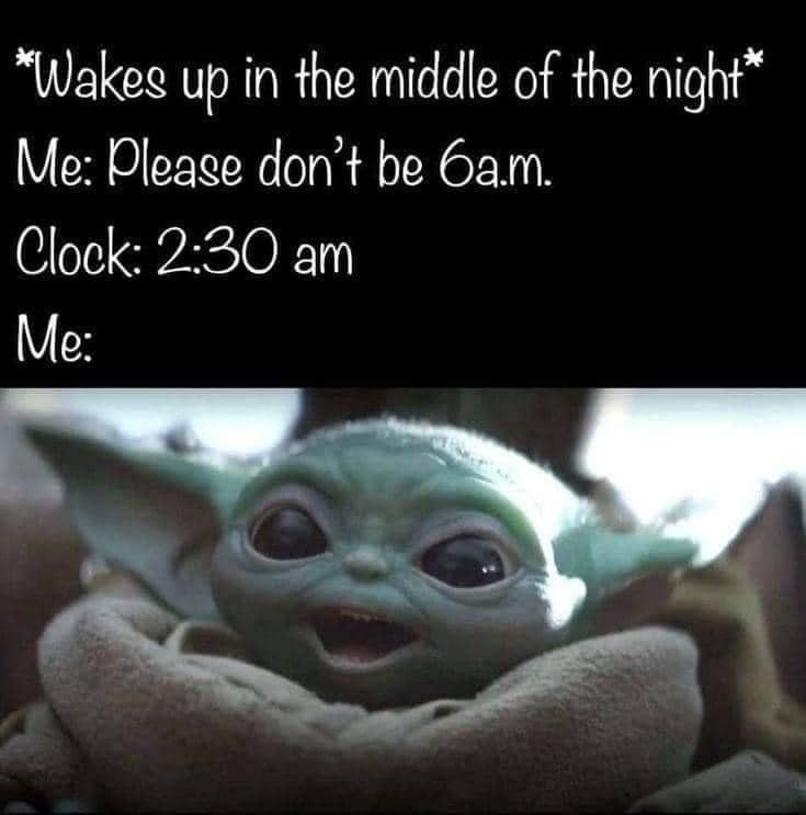 Funny sleeping Baby Yoda meme