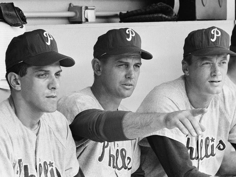 Gene Mauch in dugout at Shea Stadium
