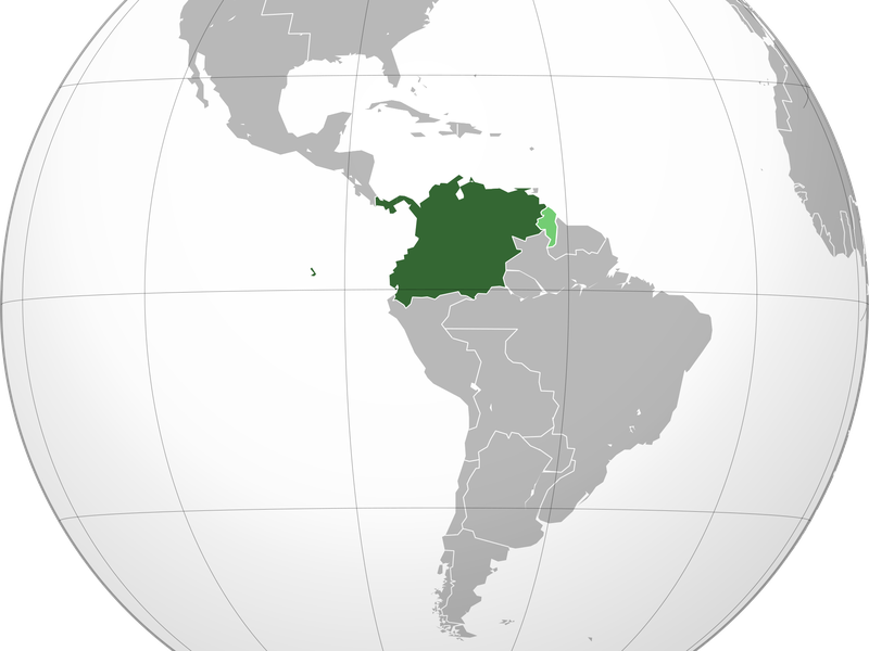 Gran Colombia on a map