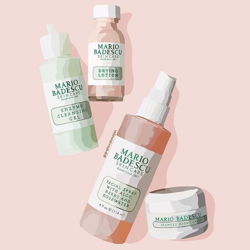 Graphic design work of Mario Badescu Drying Lotion and other products