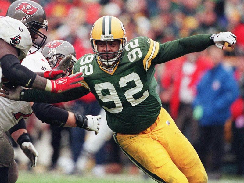 Green Bay Packers Reggie White in action
