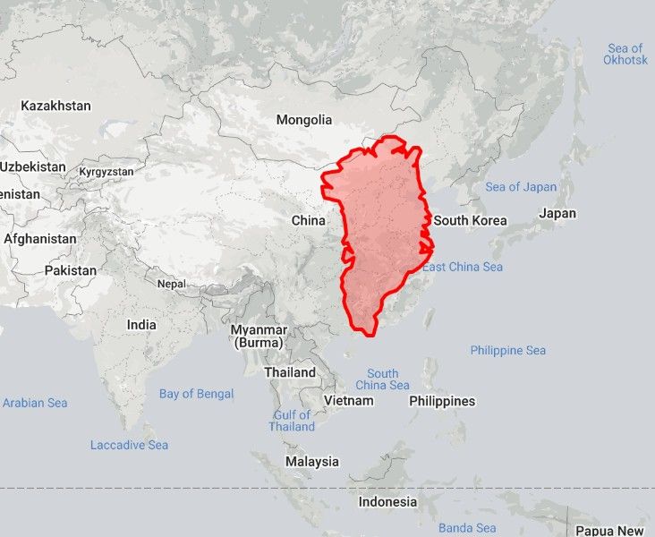 Greenland compared to China