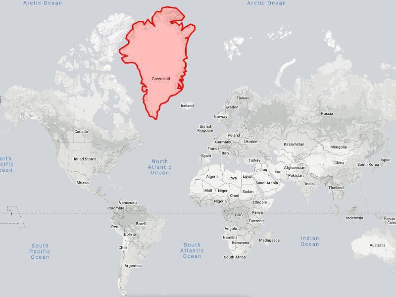 Greenland on the world map