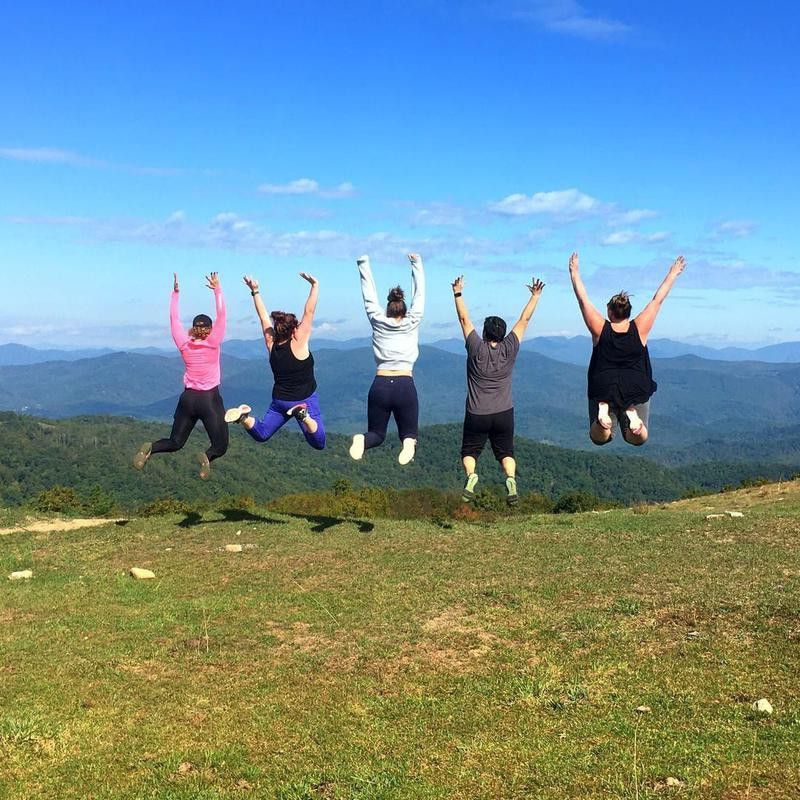 Group of women hiking in Asheville