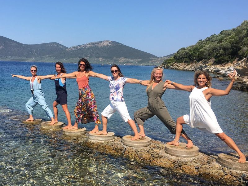 Group yoga in Greece