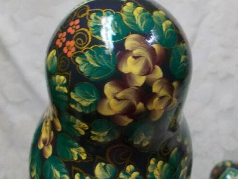 Hand-Painted Teal Russian Dolls