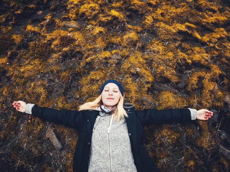 Happy woman in Iceland